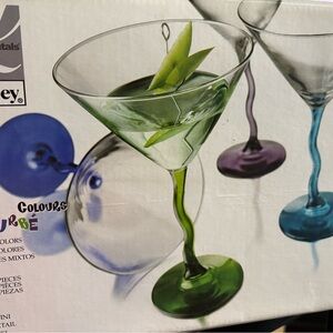 Libbey Courbe Martini Glasses Set with colored stems and base